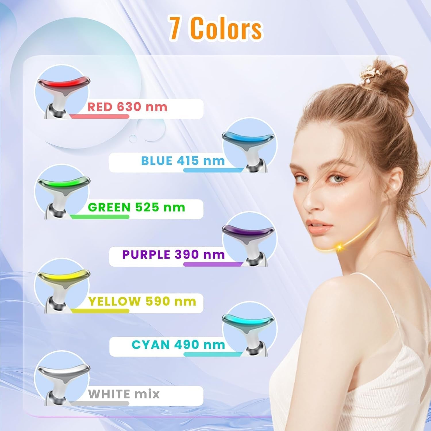 Appareil Beauté Micro Glow – Masseur Visage & Cou LED 7 Couleurs - Glowy